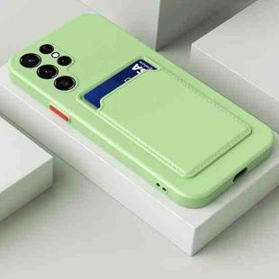 For Samsung Galaxy S22 Ultra 5G Skin Feel Card Contrast Color Button TPU Phone Case(Matcha Green)