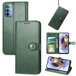 For Motorola Moto G31 Solid Color Leather Buckle Phone Case(Green)