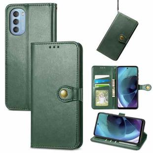 For Motorola Moto G51 Solid Color Leather Buckle Phone Case(Green)