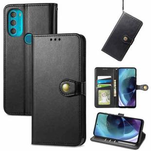 For Motorola Moto G71 5G Solid Color Leather Buckle Phone Case(Black)