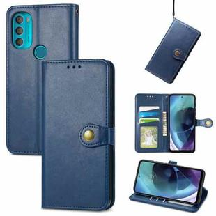 For Motorola Moto G71 5G Solid Color Leather Buckle Phone Case(Blue)