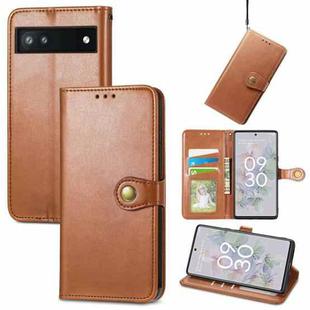 For Google Pixel 6a Solid Color Leather Buckle Phone Case(Brown)