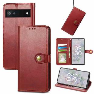 For Google Pixel 6a Solid Color Leather Buckle Phone Case(Red)