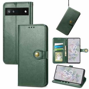 For Google Pixel 6a Solid Color Leather Buckle Phone Case(Green)