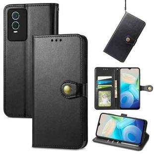 For vivo Y76s Solid Color Leather Buckle Phone Case(Black)