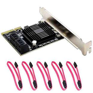 5 Ports SATA 3.0 to PCIe Chip 4X Gen 3 Expansion Card with Heatsink