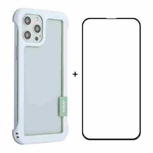 For iPhone 12 / 12 Pro ENKAY Frameless Hollow PC Case + Glass Film(White)