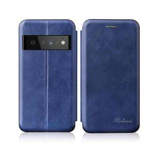 For Google Pixel 6A Integrated Retro Texture Magnetic Card Holder Leather Case(Blue)