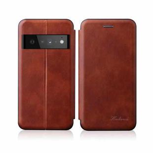 For Google Pixel 6A Integrated Retro Texture Magnetic Card Holder Leather Case(Brown)