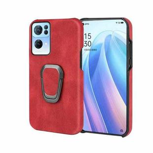 Ring Holder PU Phone Case For OPPO Reno7 Pro 5G(Red)