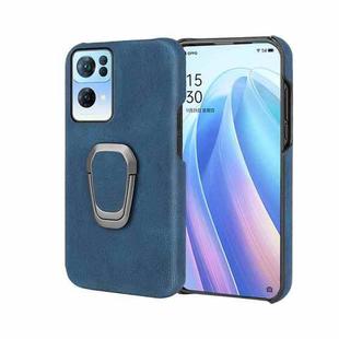 Ring Holder PU Phone Case For OPPO Reno7 Pro 5G(Blue)