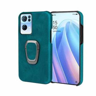 Ring Holder PU Phone Case For OPPO Reno7 Pro 5G(Cyan)