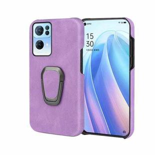 Ring Holder PU Phone Case For OPPO Reno7 Pro 5G(Purple)