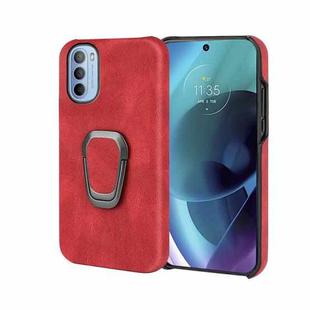 For Motorola Moto G71 5G Ring Holder PU Phone Case(Red)