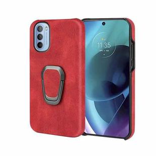 For Motorola Moto G51 5G Ring Holder PU Phone Case(Red)