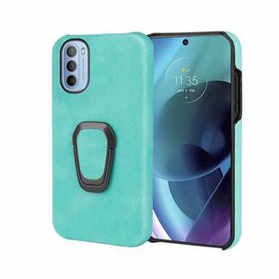 For Motorola Moto G51 5G Ring Holder PU Phone Case(Mint Green)