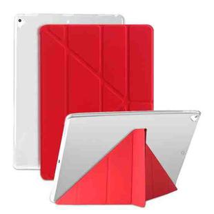 Multi-folding TPU Back Flip Leather Smart Tablet Case for iPad Pro 12.9 inch 2015 / 2017(Red)