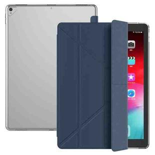 Multi-folding TPU Back Flip Leather Smart Tablet Case for iPad Pro 12.9 inch 2015 / 2017 (Sapphire Blue)