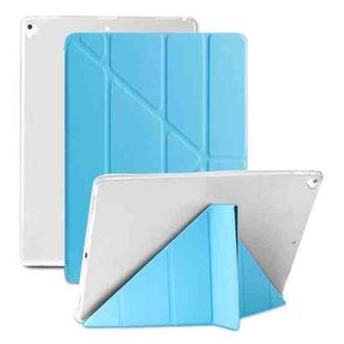 Multi-folding TPU Back Flip Leather Smart Tablet Case for iPad Pro 12.9 inch 2015 / 2017(Sky Blue)