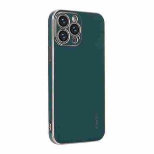 For iPhone 12 Pro ENKAY Plated Gold Edge TPU Case(Dark Green)