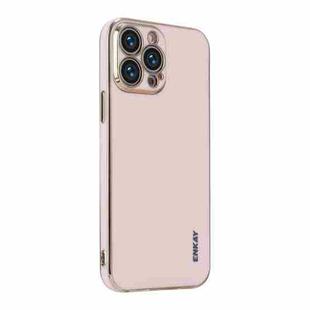 For iPhone 12 Pro ENKAY Plated Gold Edge TPU Case(Pink)