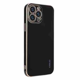 For iPhone 12 Pro Max ENKAY Plated Gold Edge TPU Case(Black)