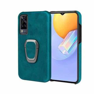 Ring Holder PU Phone Case For vivo Y31 / Y51 2020 Indian(Cyan)