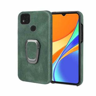 Ring Holder PU Phone Case For Xiaomi Redmi 9C / 9 Indian  / 9C NFC / Poco C3(Dark Green)