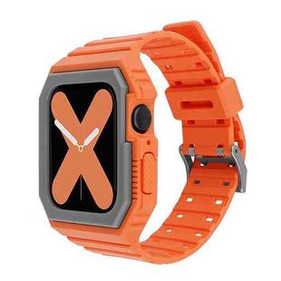 Silicone Strap with Case For Apple Watch Series 9&8&7 41mm / SE 3&SE 2&6&SE&5&4 40mm / 3&2&1 38mm(Orange+Grey)