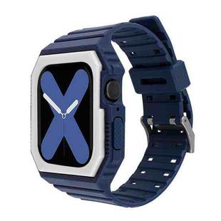 Silicone Strap with Case For Apple Watch Series 9&8&7 41mm / SE 3&SE 2&6&SE&5&4 40mm / 3&2&1 38mm(Blue+White)