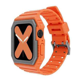 Silicone Strap with Case For Apple Watch Series 8&7 45mm / SE 2&6&SE&5&4 44mm / 3&2&1 42mm(Orange+Grey)