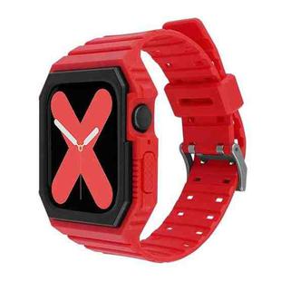 Silicone Strap with Case For Apple Watch Series 8&7 45mm / SE 2&6&SE&5&4 44mm / 3&2&1 42mm(Red)