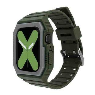 Silicone Strap with Case For Apple Watch Series 8&7 45mm / SE 2&6&SE&5&4 44mm / 3&2&1 42mm(Amy Green)