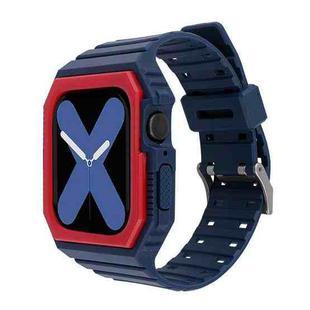 Silicone Strap with Case For Apple Watch Series 8&7 45mm / SE 2&6&SE&5&4 44mm / 3&2&1 42mm(Blue+Red)
