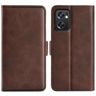 For OPPO Reno7 SE 5G Dual-side Magnetic Buckle Leather Case(Brown)