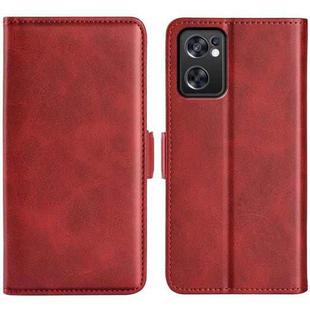 For OPPO Reno7 SE 5G Dual-side Magnetic Buckle Leather Case(Red)