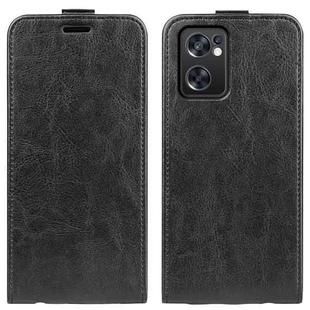 For OPPO Reno7 SE 5G R64 Texture Vertical Flip Leather Case(Black)