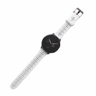 For Samsung Galaxy Watch4 44mm Silicone Hollowed-Out Printed Watch Band(White)