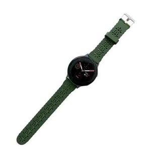 For Samsung Galaxy Watch4 44mm Silicone Hollowed-Out Printed Watch Band(Army Green)