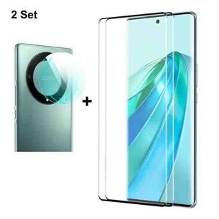 For Honor X9A / Magic5 Lite 2pcs ENKAY 3D Hot Bending Edge Glue Tempered Glass Full Film with Lens Film