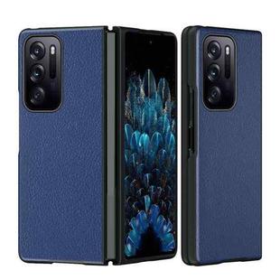 For OPPO Find N Folding Leather + PC All-Inclusive Phone Case(Blue Litchi Pattern)