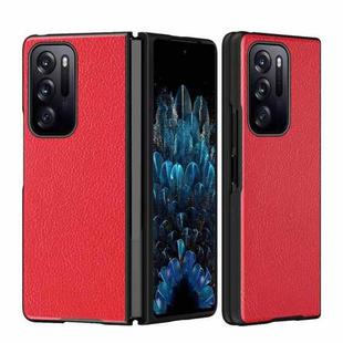 For OPPO Find N Folding Leather + PC All-Inclusive Phone Case(Red Litchi Pattern)
