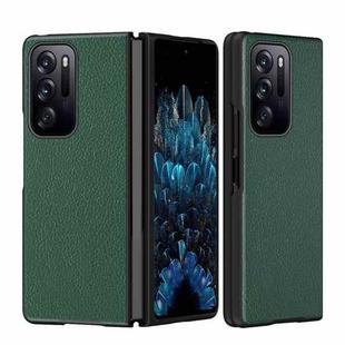 For OPPO Find N Folding Leather + PC All-Inclusive Phone Case(Green Litchi Pattern)