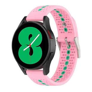 For Samsung Galaxy Watch4 44mm Two-Color Silicone Breathable Watch Band(Pink+Water Duck)