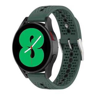 For Samsung Galaxy Watch4 44mm Two-Color Silicone Breathable Watch Band(Olive Green + Black)
