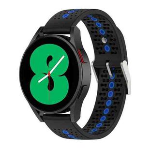 For Samsung Galaxy Watch4 44mm Two-Color Silicone Breathable Watch Band(Black+Blue)
