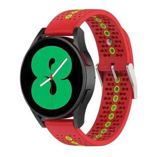 For Samsung Galaxy Watch4 44mm Two-Color Silicone Breathable Watch Band(Red+Green)