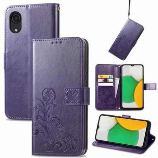 For Samsung Galaxy A03 Core Four-leaf Clasp Embossed Leather Phone Case(Purple)
