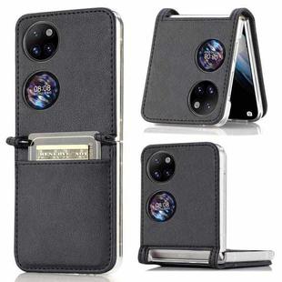 For Huawei P50 Pocket Litchi Pattern Card Folding Phone Case(Black)