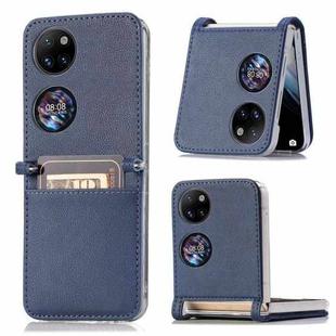 For Huawei P50 Pocket Litchi Pattern Card Folding Phone Case(Blue)